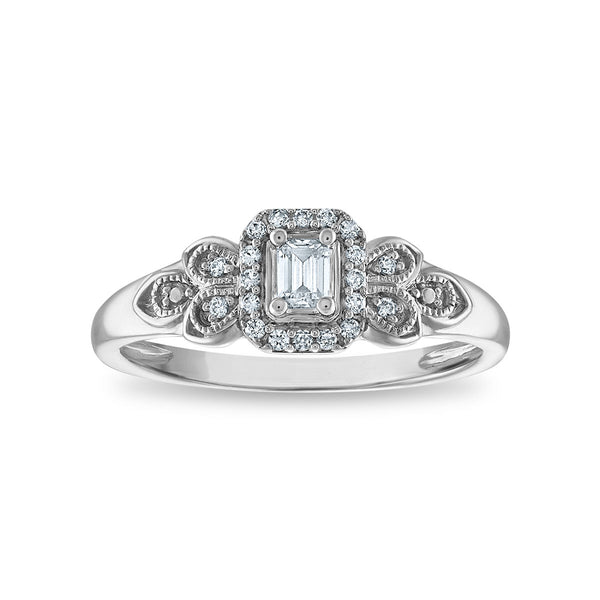 LoveSong EcoLove 1/4 CTW Lab Grown Diamond Halo Promise Ring in Rhodium Plated Sterling Silver