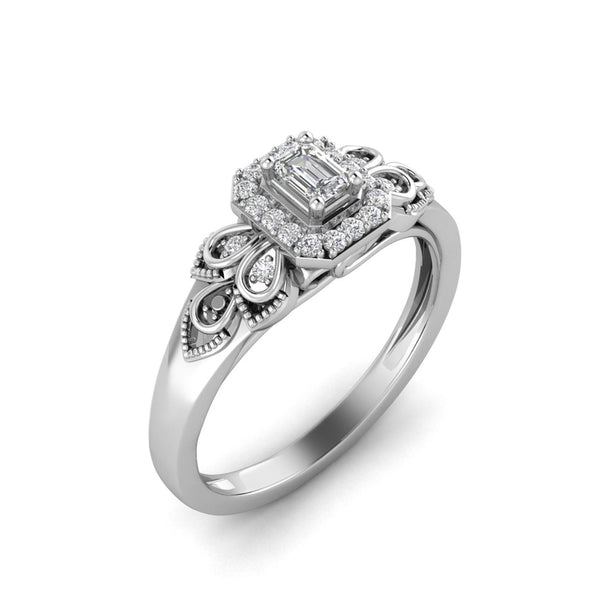 LoveSong EcoLove 1/4 CTW Lab Grown Diamond Halo Promise Ring in Rhodium Plated Sterling Silver