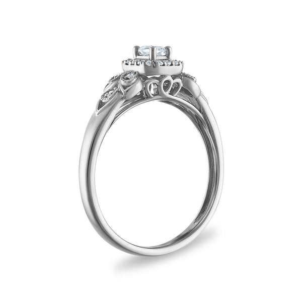 LoveSong EcoLove 1/4 CTW Lab Grown Diamond Halo Promise Ring in Rhodium Plated Sterling Silver