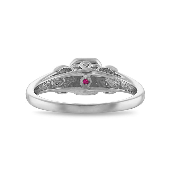 LoveSong EcoLove 1/4 CTW Lab Grown Diamond Halo Promise Ring in Rhodium Plated Sterling Silver