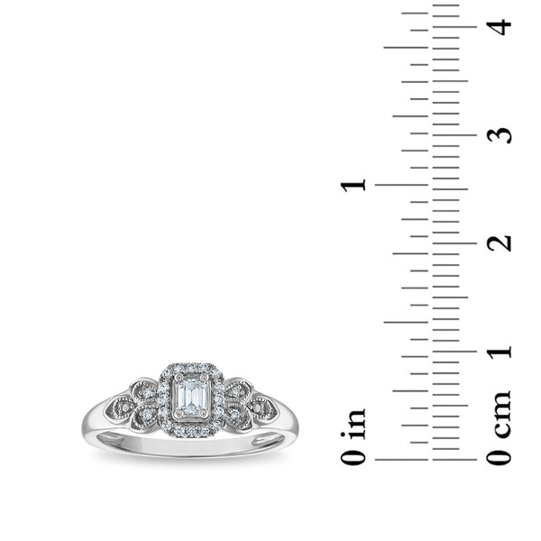 LoveSong EcoLove 1/4 CTW Lab Grown Diamond Halo Promise Ring in Rhodium Plated Sterling Silver