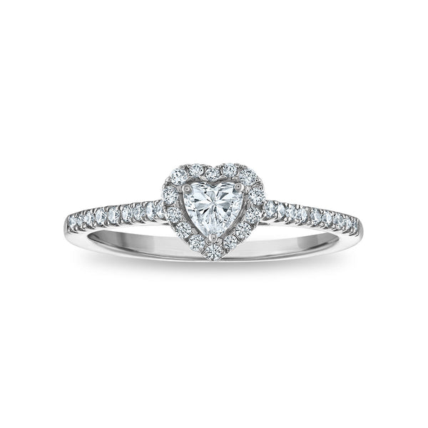 White Diamond Halo Ring in 925 Silver