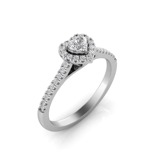 White Diamond Halo Ring in 925 Silver