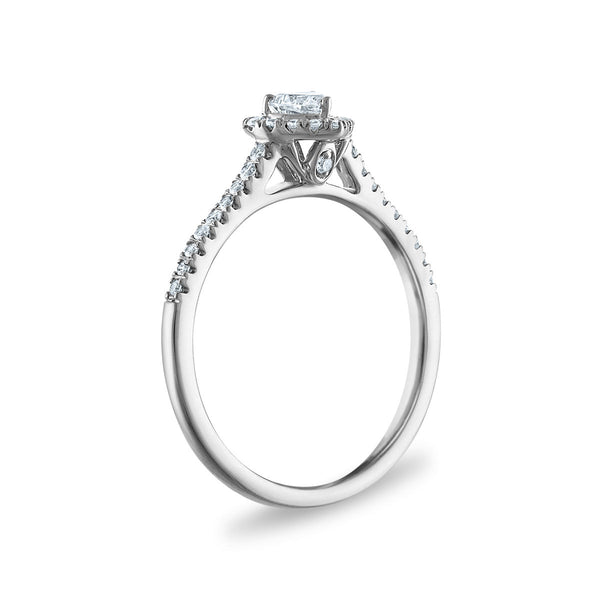 White Diamond Halo Ring in 925 Silver
