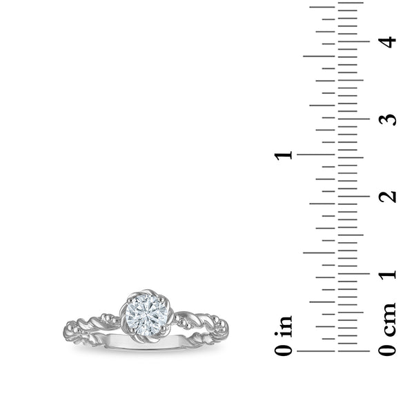 LoveSong EcoLove 1/2 CTW Lab Grown Diamond Promise Ring in Rhodium Plated Sterling Silver