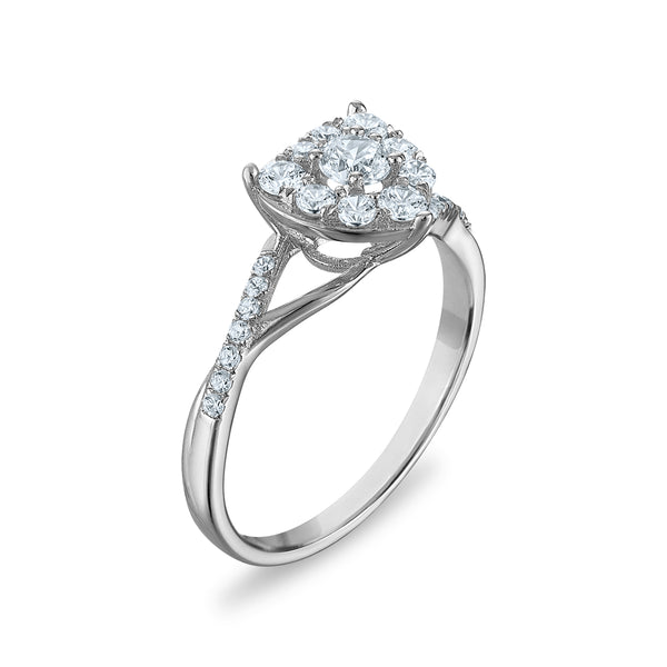 White Diamond Hearts & Symbols Ring in 925 Silver