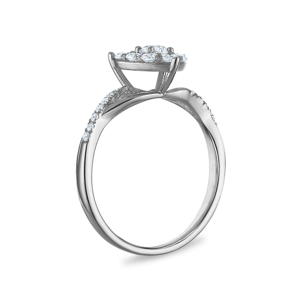 White Diamond Hearts & Symbols Ring in 925 Silver