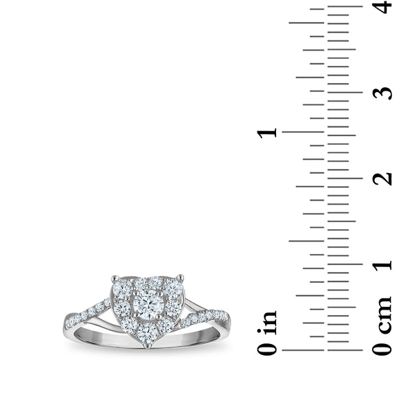White Diamond Hearts & Symbols Ring in 925 Silver