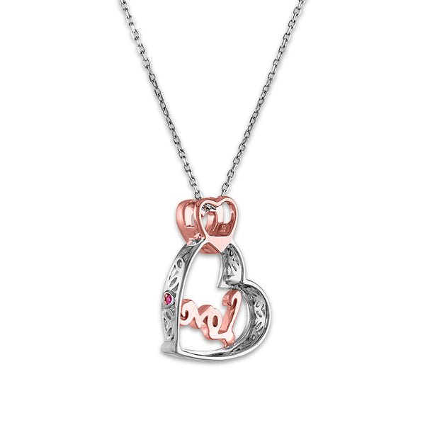LoveSong 1/16 CTW Natural Diamond Heart 18-inch Pendant in Rose Gold Plated Sterling Silver