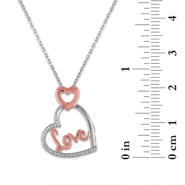 LoveSong 1/16 CTW Natural Diamond Heart 18-inch Pendant in Rose Gold Plated Sterling Silver