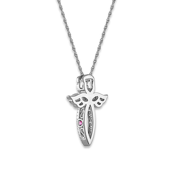 LoveSong 1/10 CTW Natural Diamond Angel 18-inch Pendant in Sterling Silver
