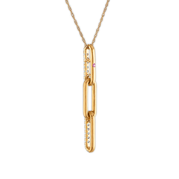 LoveSong 1/5 CTW Natural Diamond Fashion Drop & Dangle Paper Clip 18-inch Pendant in 10KT Yellow Gold