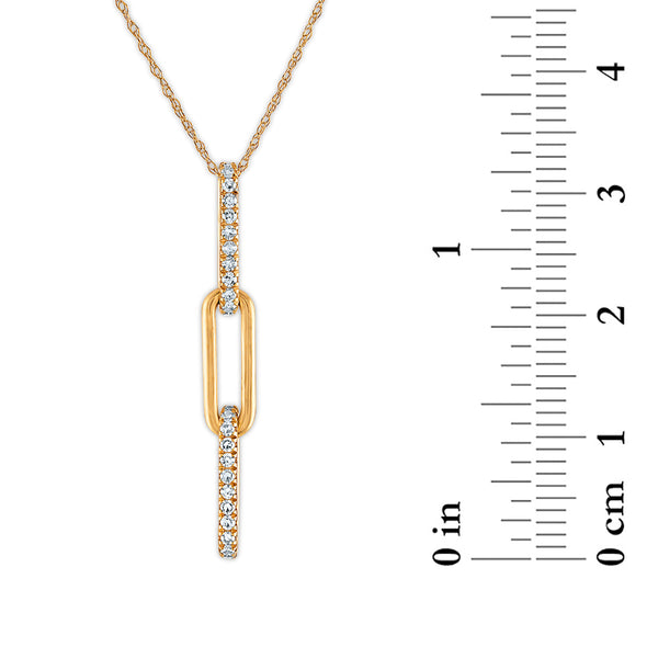 LoveSong 1/5 CTW Natural Diamond Fashion Drop & Dangle Paper Clip 18-inch Pendant in 10KT Yellow Gold