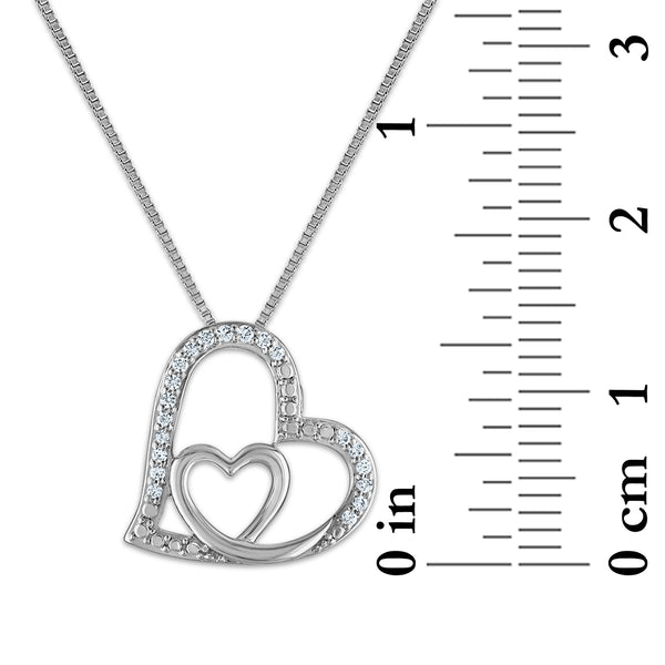 LoveSong 1/14 CTW Diamond Heart 18-inch Pendant in Rhodium Plated Sterling Silver