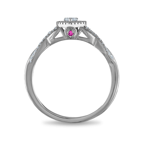 LoveSong 1/6 CTW Natural Diamond Heart Promise Ring in Sterling Silver