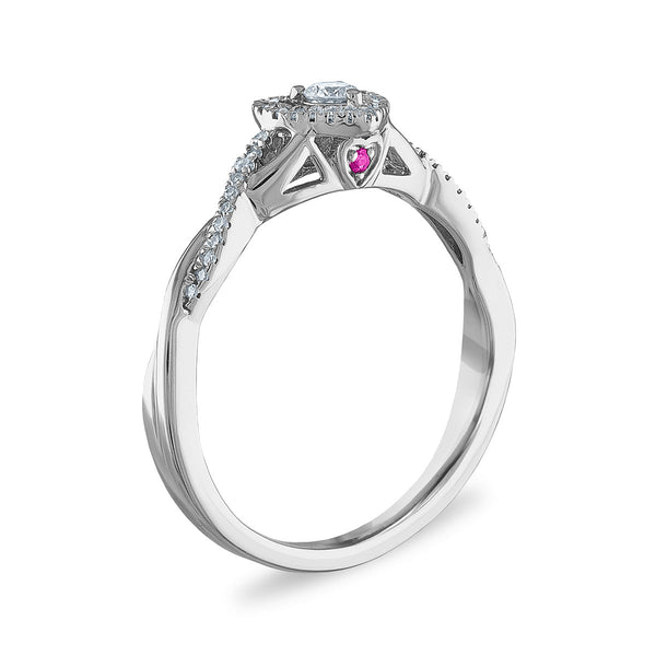 LoveSong 1/6 CTW Natural Diamond Heart Promise Ring in Sterling Silver