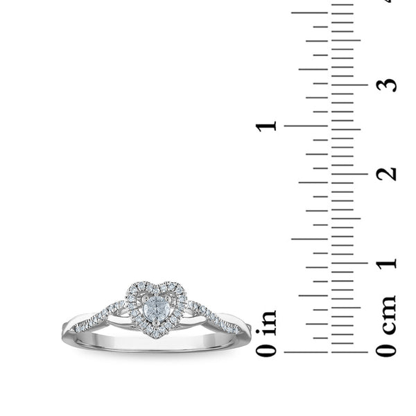 LoveSong 1/6 CTW Natural Diamond Heart Promise Ring in Sterling Silver