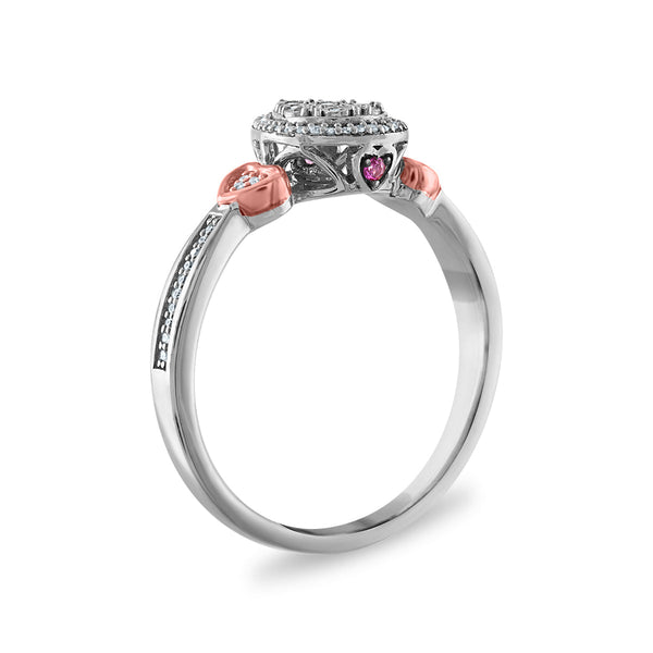 LoveSong 1/10 CTW Natural Diamond Promise Ring in Sterling Silver