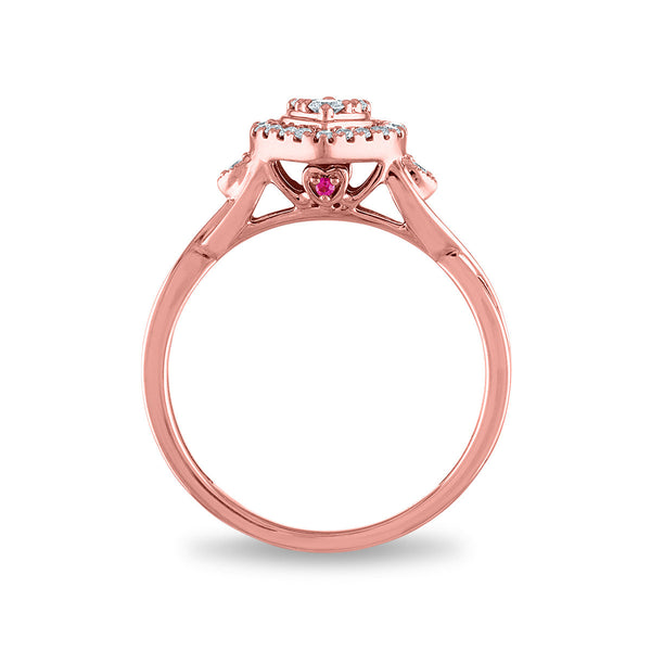 LoveSong 1/5 CTW Natural Diamond Heart Promise Ring in 10KT Rose Gold