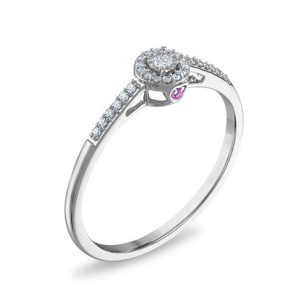 LoveSong 1/10 CTW Natural Diamond Promise Halo Ring in 10KT White Gold