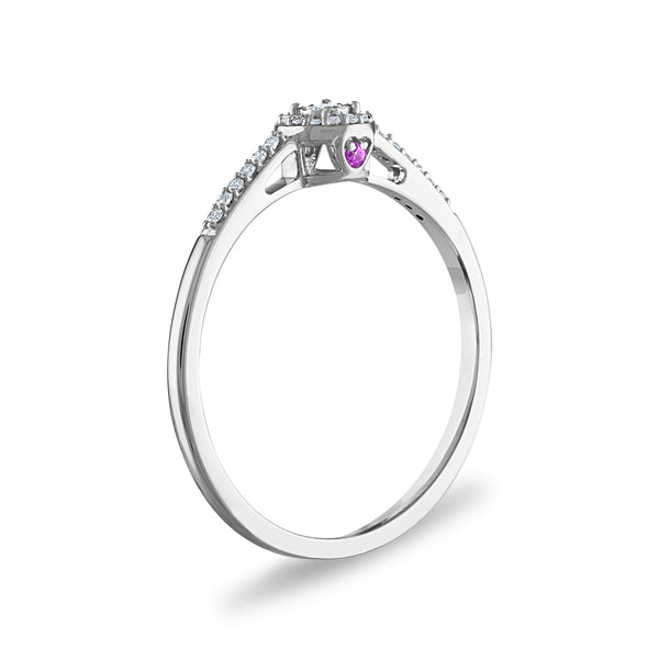 LoveSong 1/10 CTW Natural Diamond Promise Halo Ring in 10KT White Gold