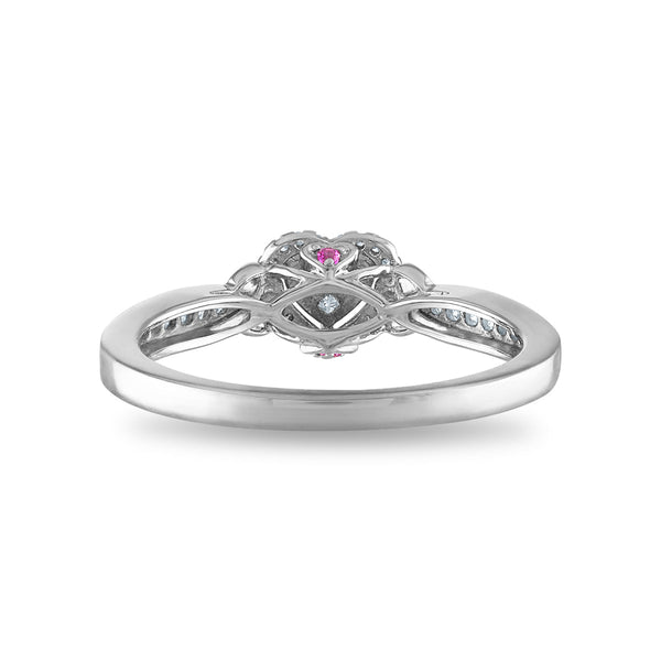 LoveSong 1/4 CTW Natural Diamond Promise Heart Halo Ring in 10KT White Gold