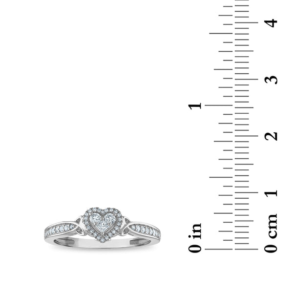 LoveSong 1/4 CTW Natural Diamond Promise Heart Halo Ring in 10KT White Gold