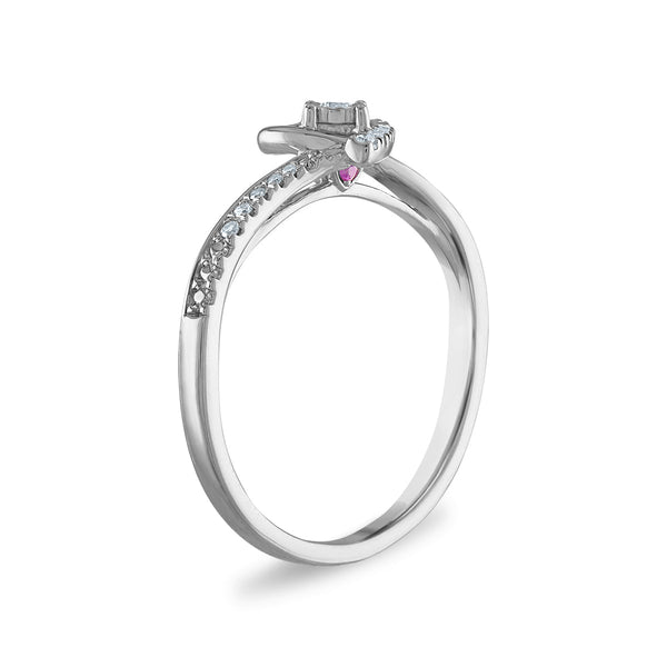 LoveSong 1/10 CTW Natural Diamond Promise Heart Ring in Rhodium Plated Sterling Silver