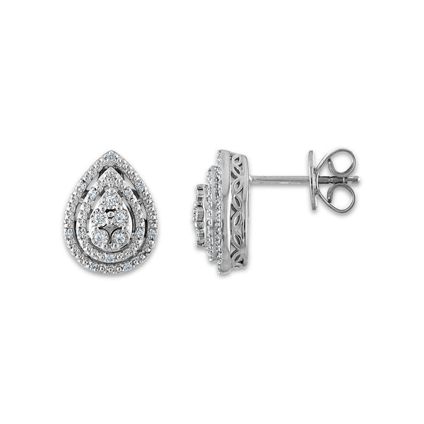 1/3 CTW Natural Diamond Box Set Earring Pendant Ring in Sterling Silver