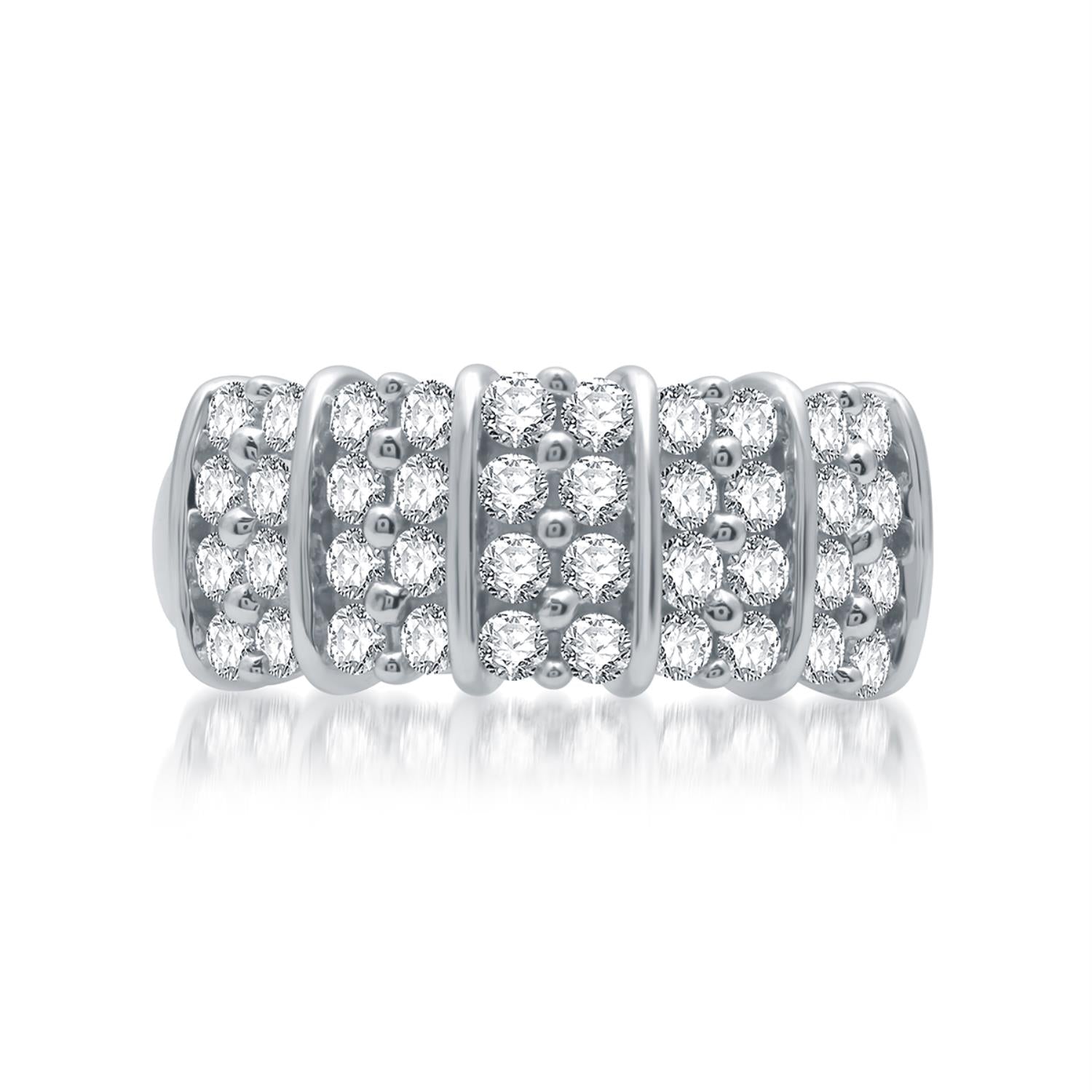 1 CTW Natural Diamond Ring in Rhodium Plated Sterling Silver