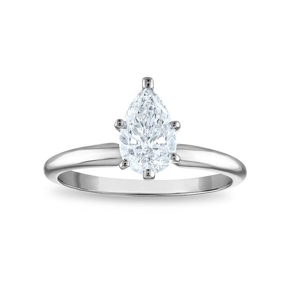 White Diamond Solitaire Ring in 14KT Gold