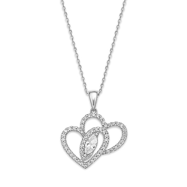 White Diamond Hearts & Symbols Pendant in 14KT Gold