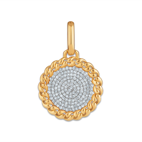 White Diamond Cuban Link Pendant in 925 Silver