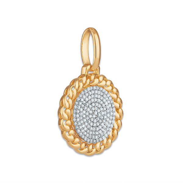 White Diamond Cuban Link Pendant in 925 Silver