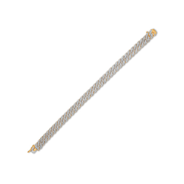 White Diamond Cuban Link Bracelet in 925 Silver