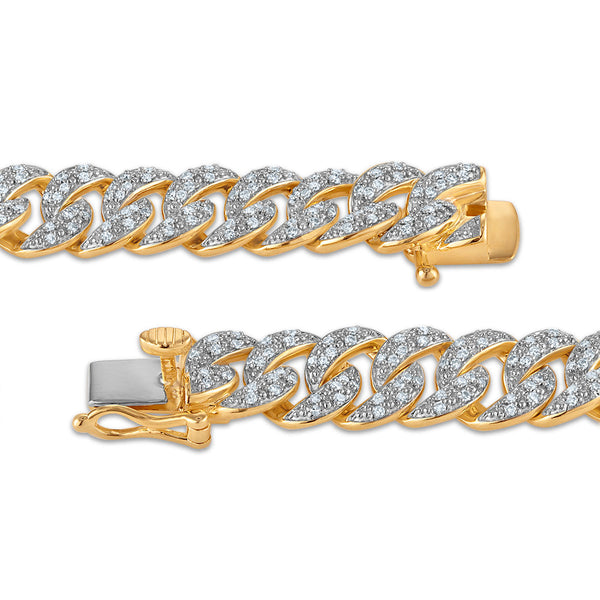 White Diamond Cuban Link Bracelet in 925 Silver