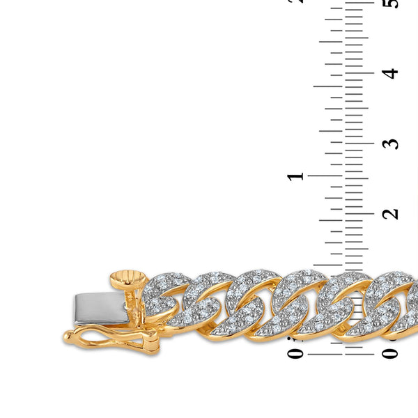White Diamond Cuban Link Bracelet in 925 Silver