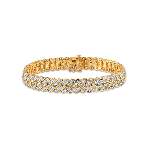 White Diamond Cuban Link Bracelet in 925 Silver