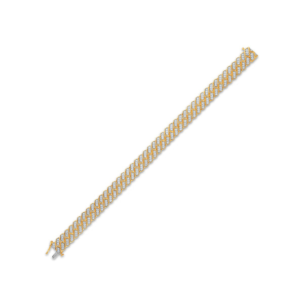White Diamond Cuban Link Bracelet in 925 Silver