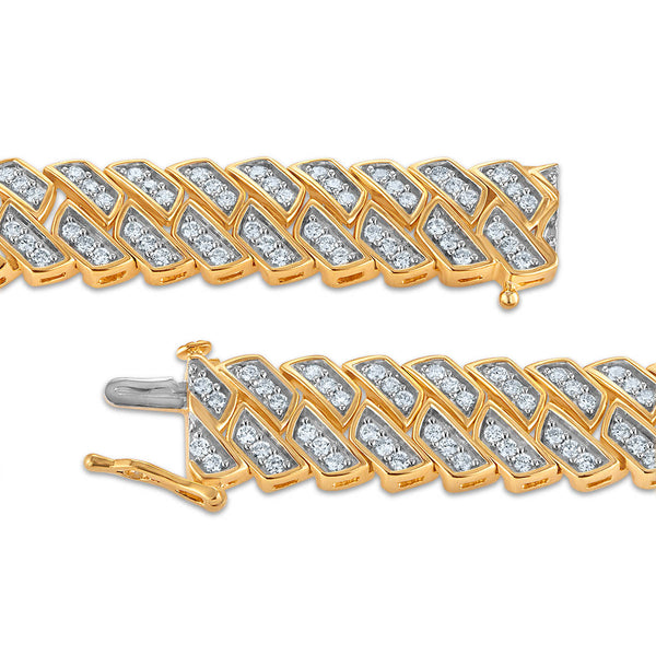 White Diamond Cuban Link Bracelet in 925 Silver