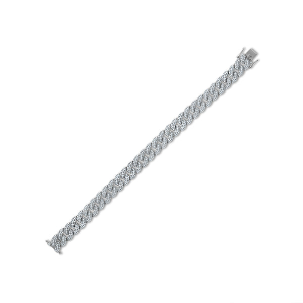White Diamond Cuban Link Bracelet in 925 Silver