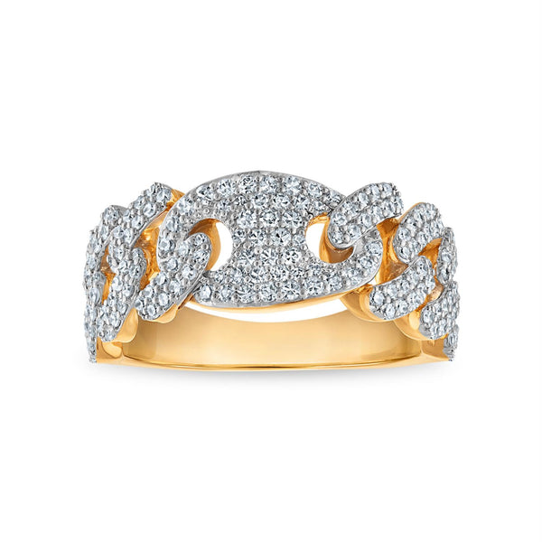 White Diamond Cuban Link Ring in 925 Silver