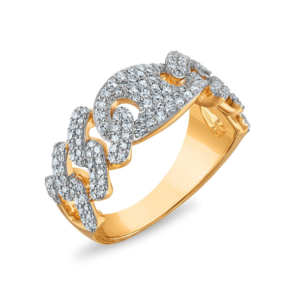 White Diamond Cuban Link Ring in 925 Silver