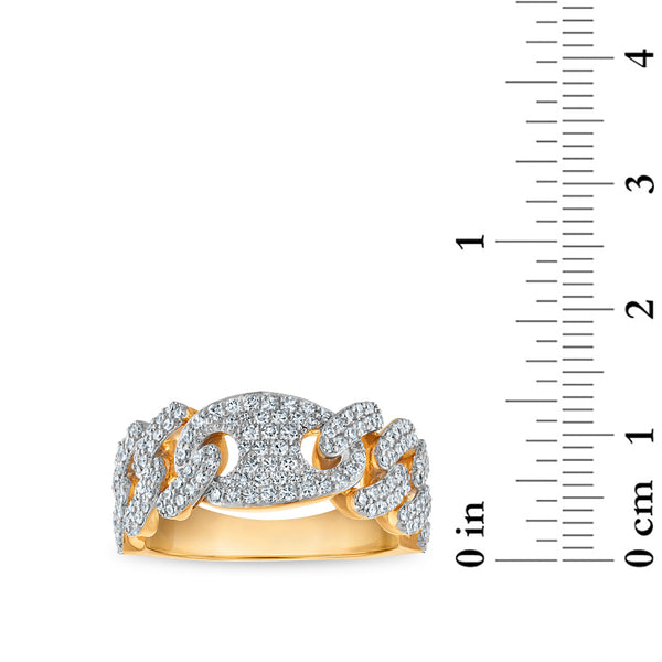 White Diamond Cuban Link Ring in 925 Silver