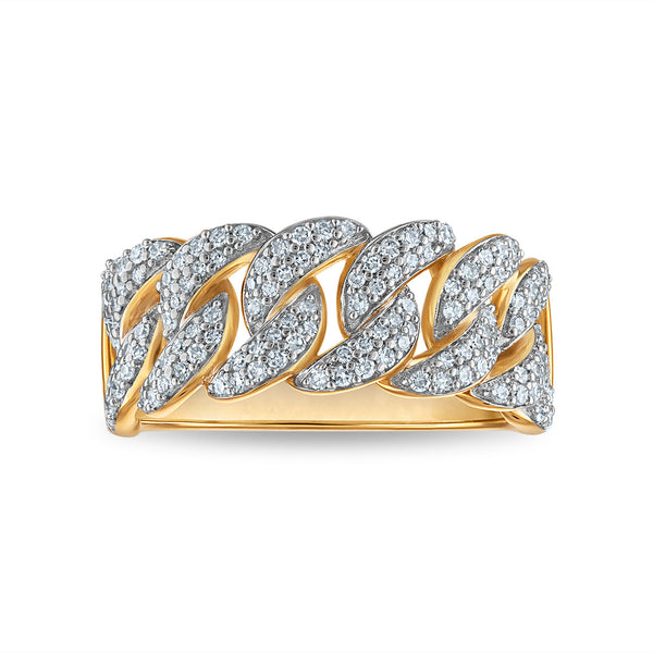 White Diamond Cuban Link Ring in 925 Silver