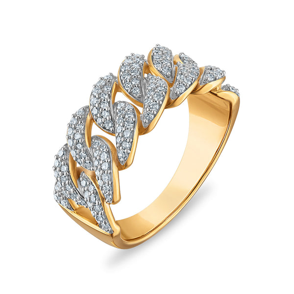 White Diamond Cuban Link Ring in 925 Silver