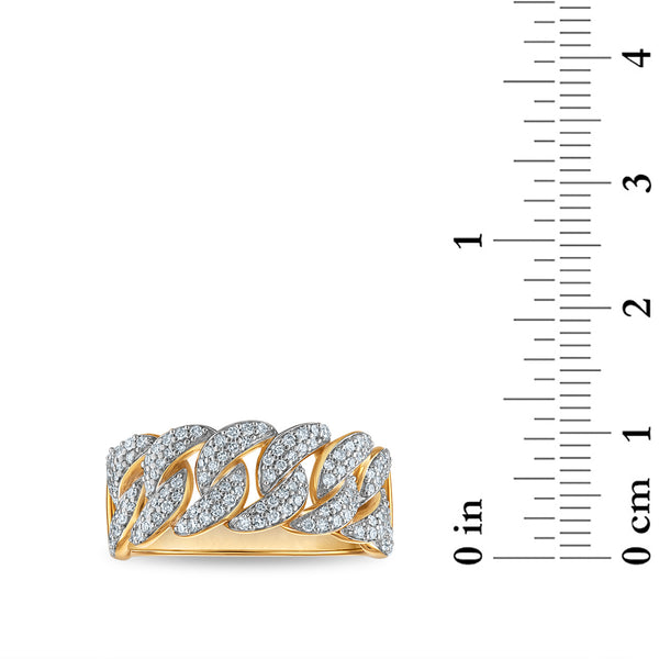White Diamond Cuban Link Ring in 925 Silver