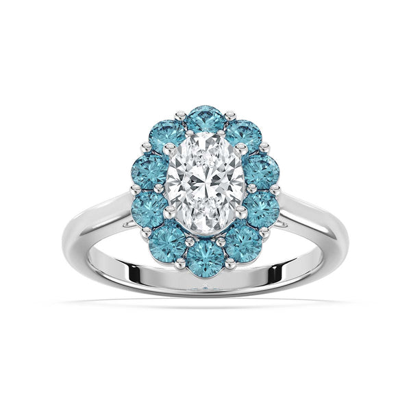 White Diamond Halo Ring in 14KT Gold