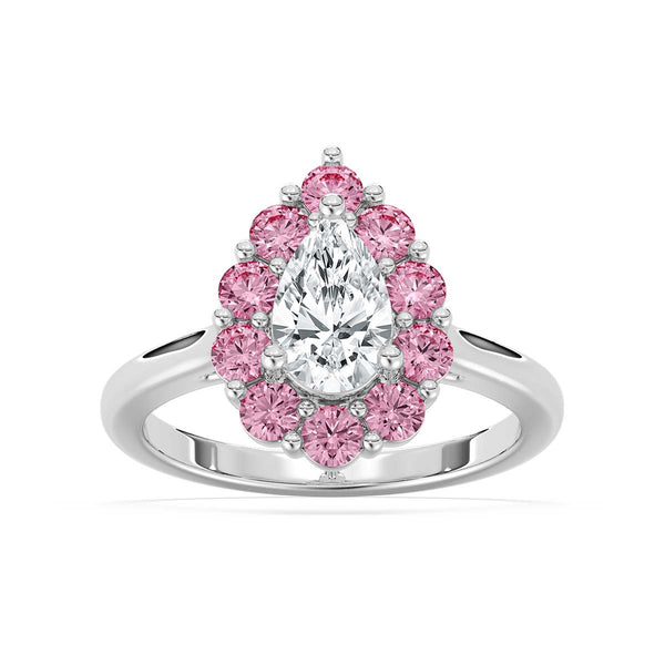 White Diamond Halo Ring in 14KT Gold