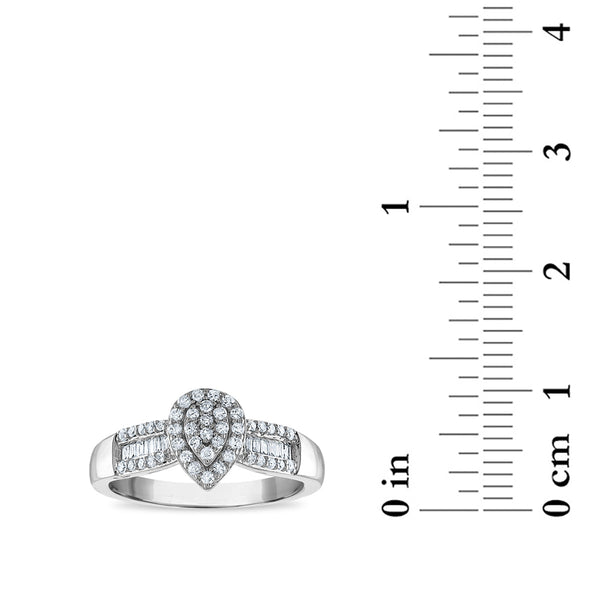 1/3 CTW Natural Diamond Fashion Pear Shape Ring in 10KT White Gold